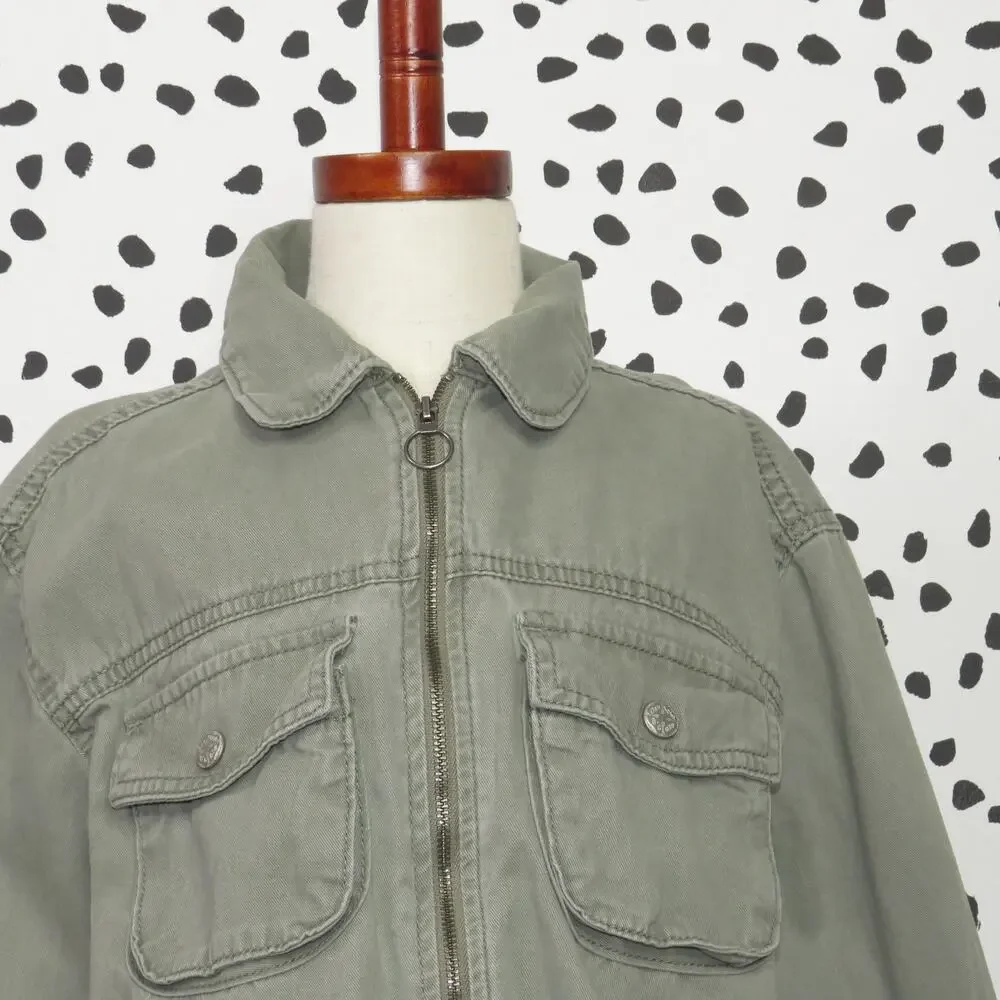 Oshkosh Green Cargo Zip Up Girls Utility Jacket - Picture 2 of 7